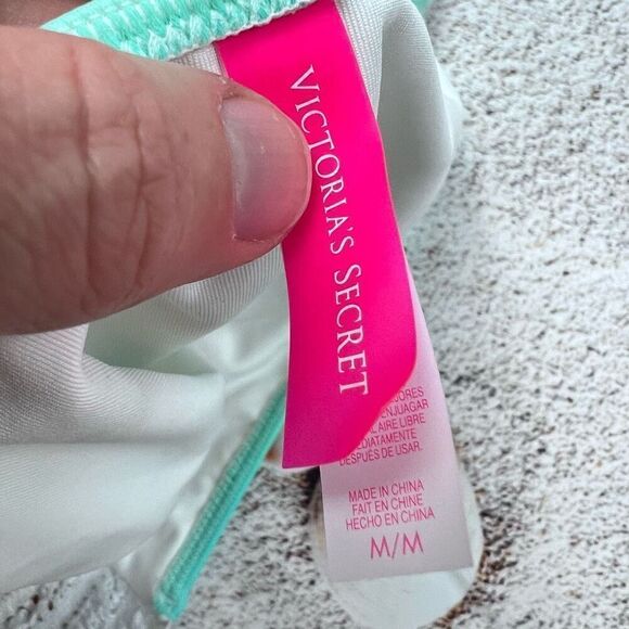 Victoria’s Secret Ombre Tie Dye Bikini Bottoms Green White Size M - Picture 5 of 8